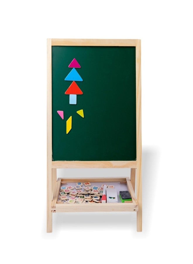 JENLEY لوحة كتابة للأطفال من جينلي - لوحة خشبية بيضاء محمولة مزدوجة الجوانب قابلة للمسح الجاف، مع ممسحة وطباشير | لوحة رسم قائمة للأطفال | لعبة تعليمية - Image 2
